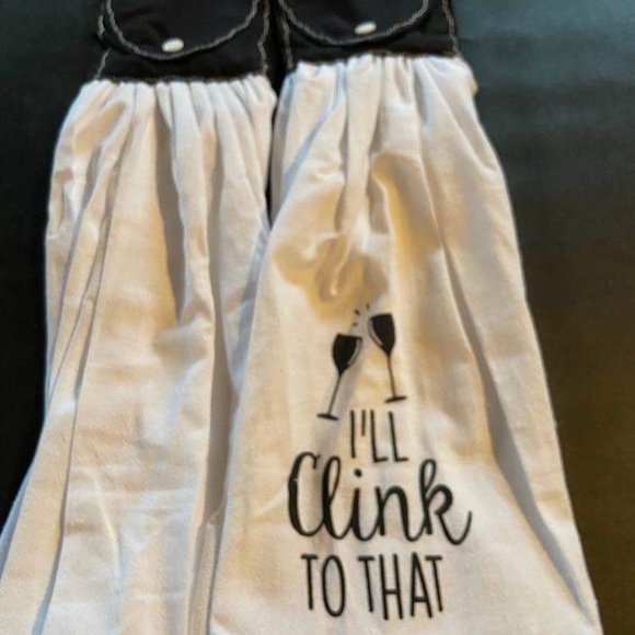 I'll Clink To That, Wine Glasses, Hanging Dish Towel, Set of 2 - Picture 2 of 2